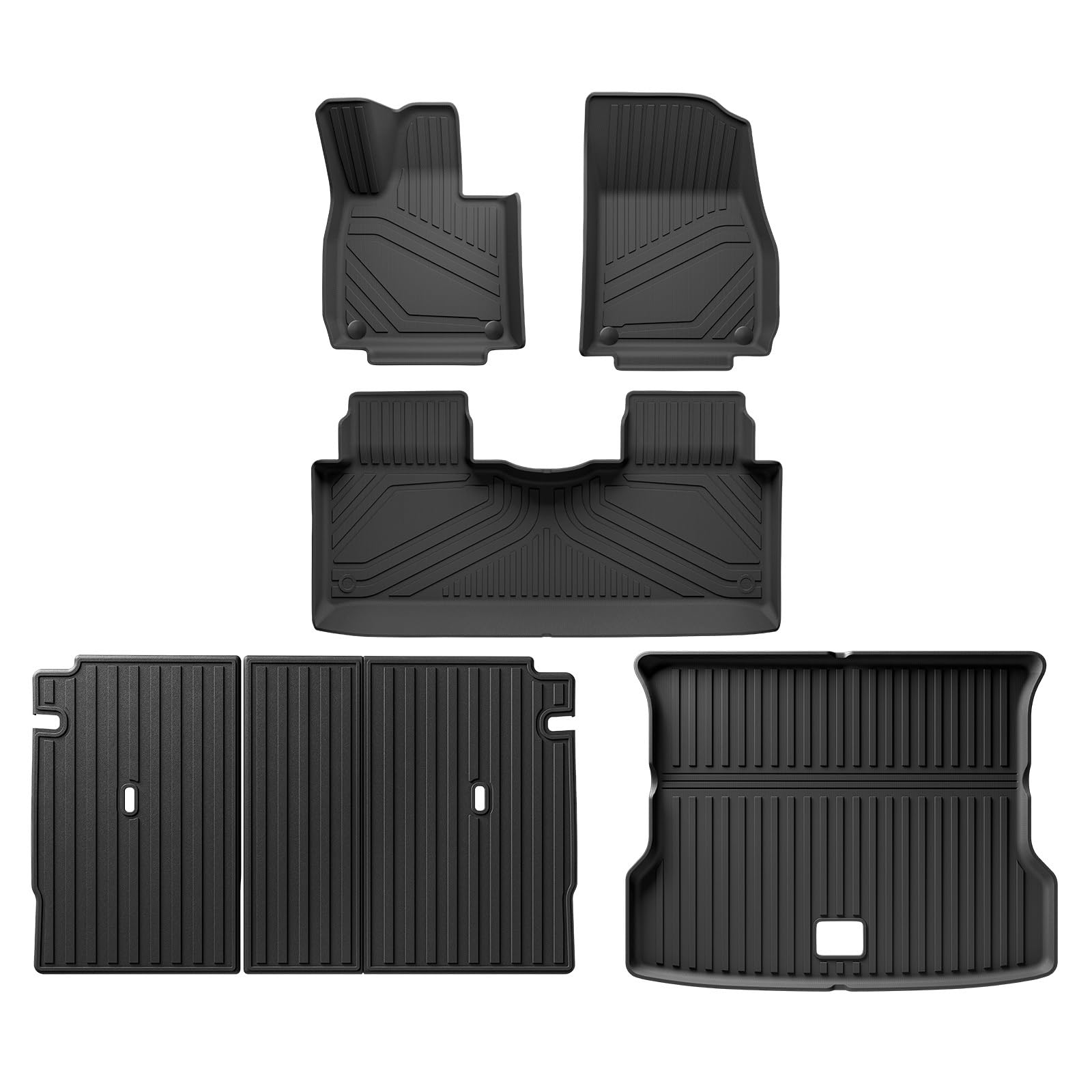 Kofferraumwanne Für Xpeng G6 2023 2024 Auto-Fußmatten Cargo-Liner Kofferraumpolster TPE 3D Fußmatte Allwetter SCHWARZ Heck Kofferraum Protektor Pad(LHD 6pcs) von Hguvsjd