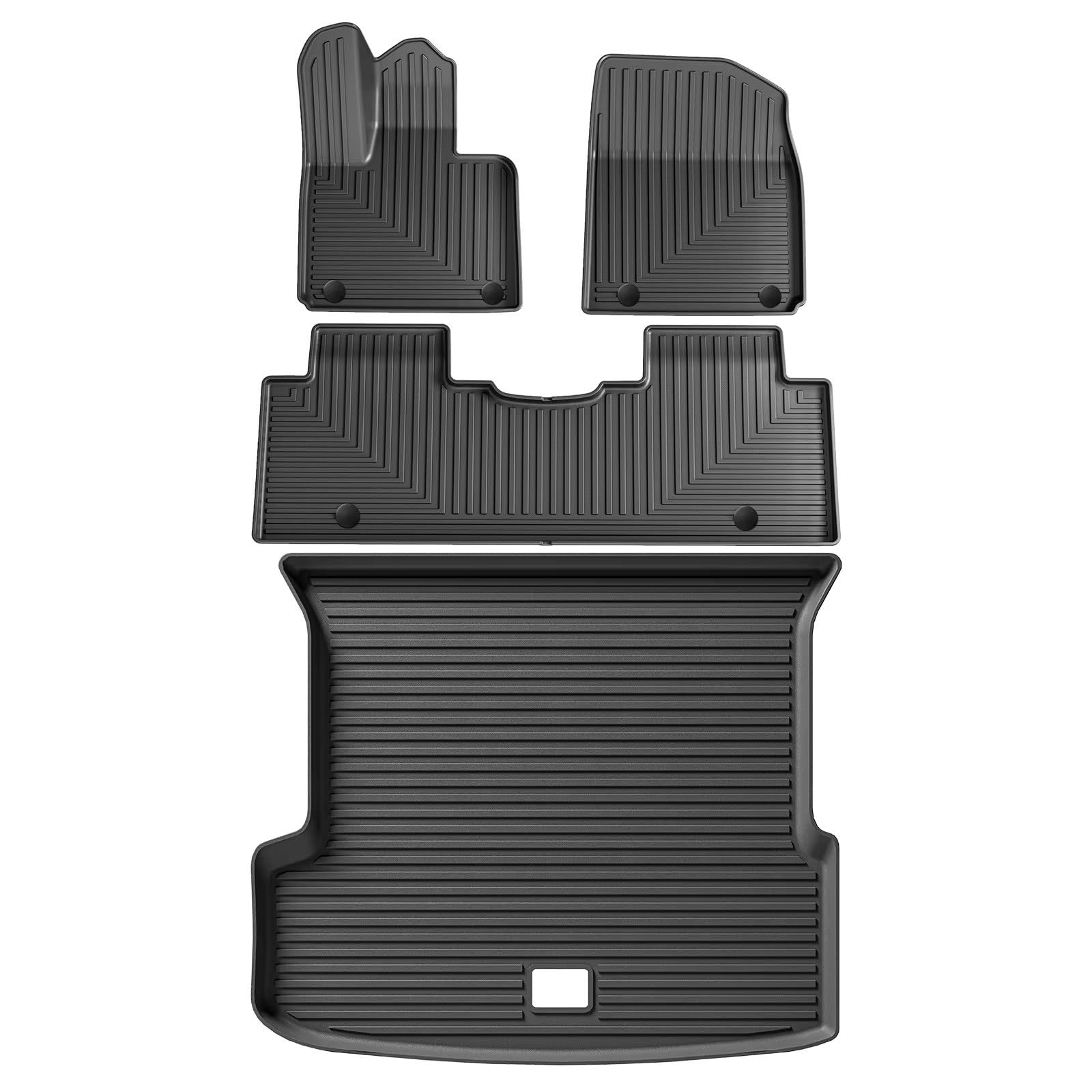 Kofferraumwanne Für Xpeng G9 2023 2024 2025 Auto-Fußmatten Cargo-Liner Kofferraumpolster TPE 3D Fußmatte Wasserdicht Geruchlos Tablett-Set SCHWARZ Heck Kofferraum Protektor Pad(LHD 4pcs) von Hguvsjd