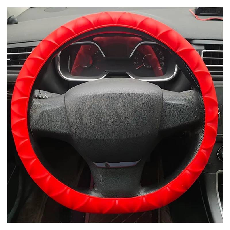 Lenkradbezüge Auto-Lenkradbezug Aus Silikon Waschbar Für Alle Jahreszeiten Universeller Lenkradschutz Weicher Mehrfarbiger Griff Lenkradschutz(Red) von Hguvsjd
