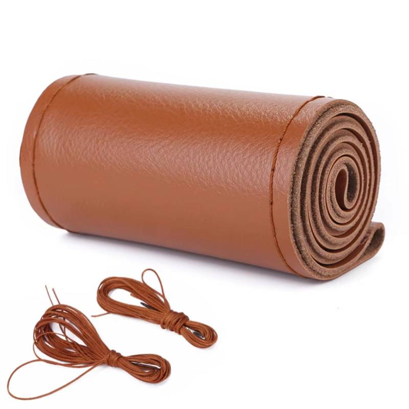 Lenkradbezüge Auto-Lenkradbezug Auto-Geflecht Am Lenkrad 38 cm, DIY, Universeller Auto-Lenkradbezug Ledertasche Lenkradschutz(Brown-Sideline Type) von Hguvsjd
