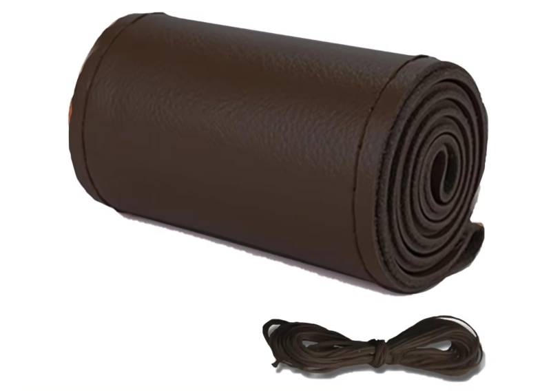 Lenkradbezüge Auto-Lenkradbezug DIY Handgewebt Atmungsaktiv Aus Leder Mit Nadel- Und Fadenschutz 37–38 cm Lenkradschutz(Poreless (Coffee)) von Hguvsjd
