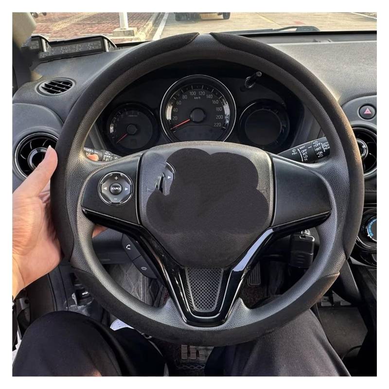 Lenkradbezüge Auto-Lenkradbezug Helle Und Matte Kohlefaser Geeignet Rundes Lenkrad Mit Einem Durchmesser Von 38 cm Auto-Kit-Zubehör Lenkradschutz(D Black) von Hguvsjd