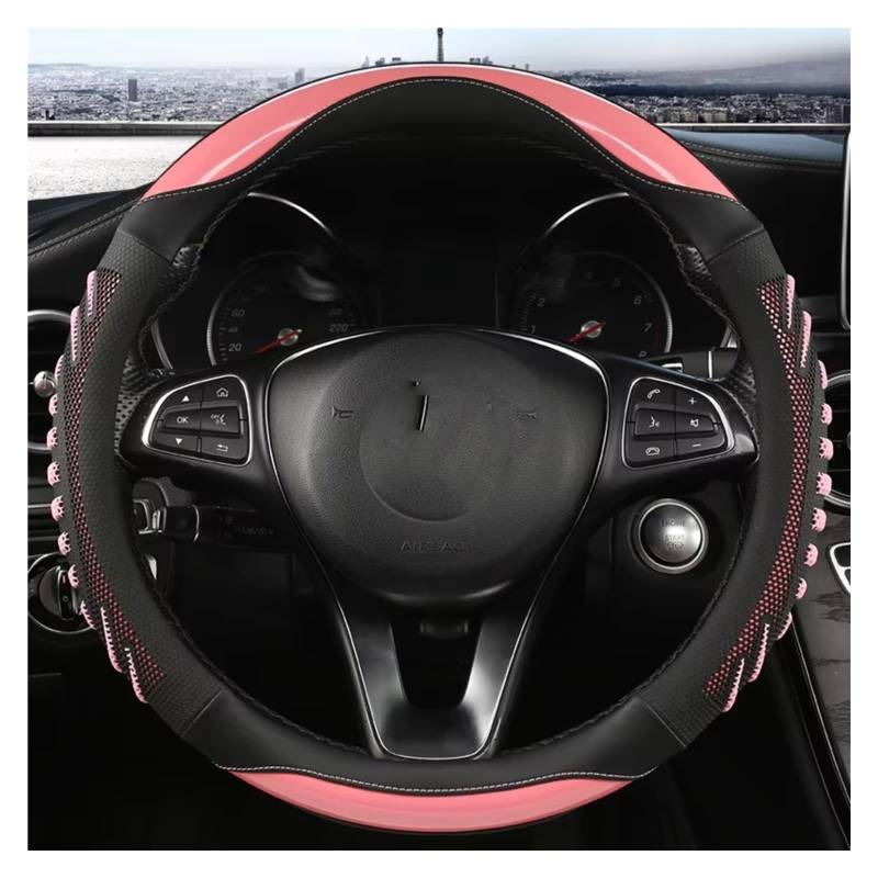 Lenkradbezüge Dreidimensionaler Lenkradbezug Strapazierfähiger Lederbezug Mit Rutschfestem Futter Universell Einsetzbar 14,5–15 Zoll Lenkradschutz(Pink) von Hguvsjd