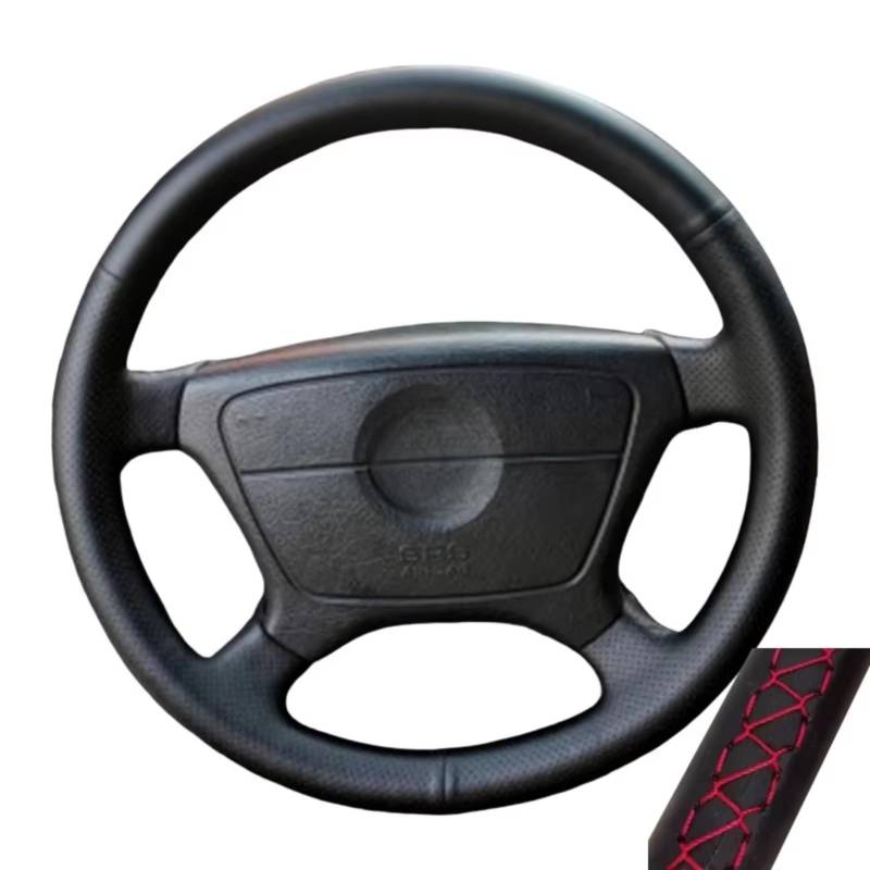 Lenkradbezüge Für Benz C-Klasse W202 CL-Klasse C140 E-Klasse W210 Perforierte Mikrofaser-Lederflechtung Auto-Lenkradabdeckung Lenkradschutz(Red Thread) von Hguvsjd