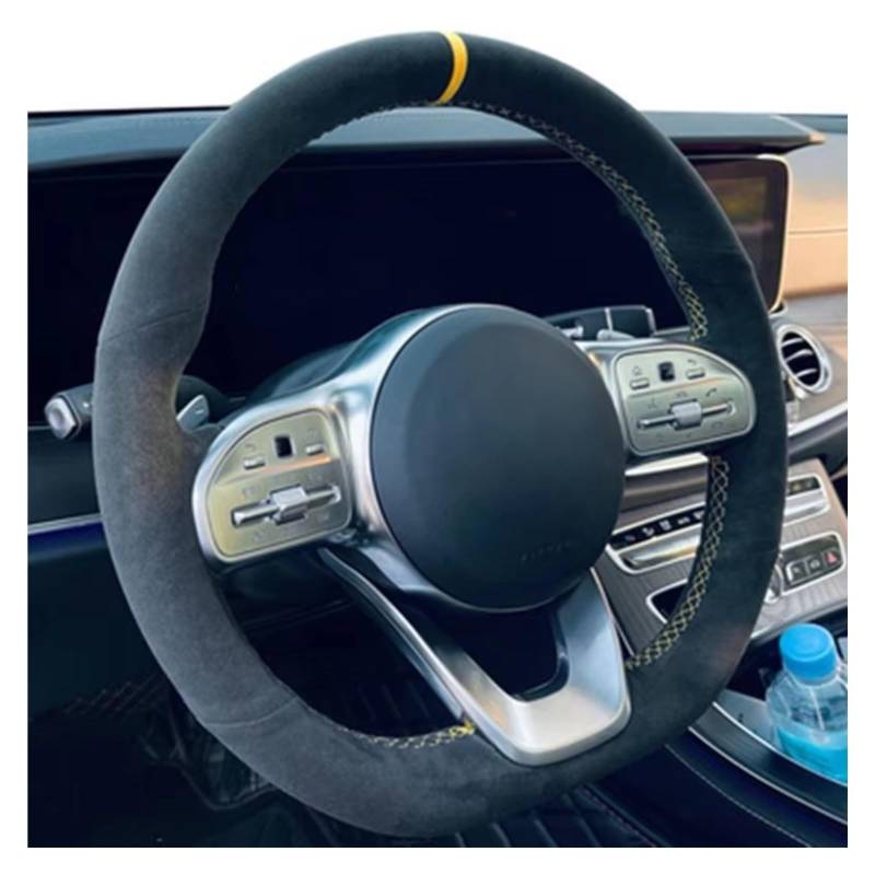 Lenkradbezüge Für Benz S-Klasse W222 GLC A-Klasse W177 C-Klasse W205 E-Klasse W213 rutschfeste Schwarze Wildleder-Lenkradabdeckung Lenkradschutz(C) von Hguvsjd