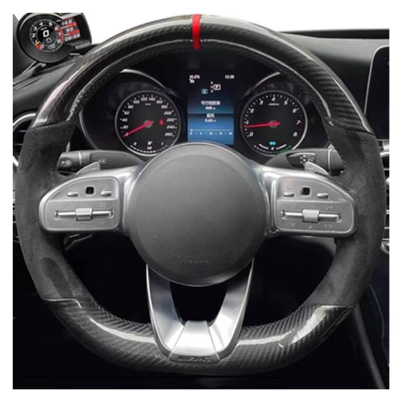 Lenkradbezüge Für Benz S-Klasse W222 GLC A-Klasse W177 C-Klasse W205 E-Klasse W213 rutschfeste Schwarze Wildleder-Lenkradabdeckung Lenkradschutz(D) von Hguvsjd