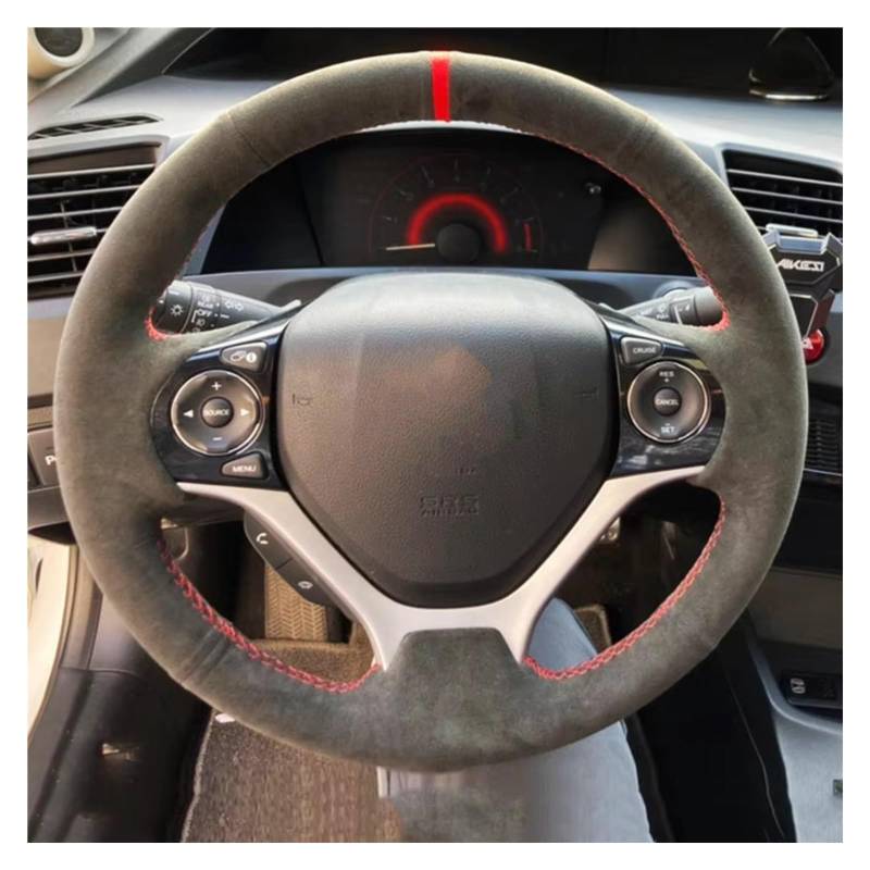 Lenkradbezüge Für Civic 9 2012 2013 2014 2015 Autozubehör Autoinnenausstattung Autolenkradabdeckung Geflecht Wildleder Lenkradschutz(Gray Thread) von Hguvsjd