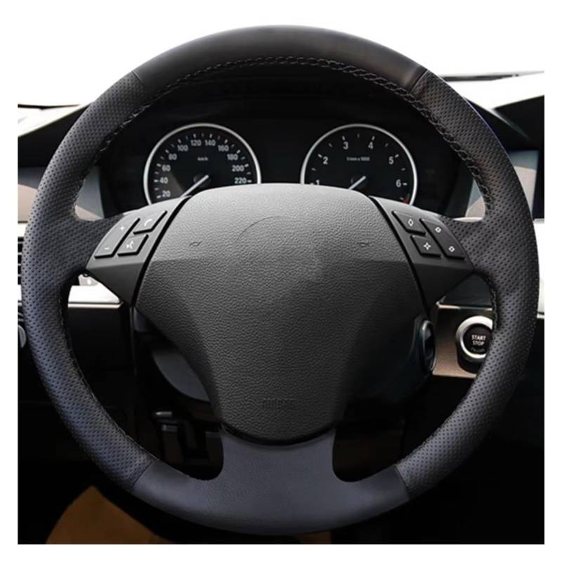 Lenkradbezüge Für E60 (Limousine) 530d E61 (Touring) 2003-2009 Auto-Innenausstattung DIY Auto-Lenkradabdeckung Braid Kunstleder Lenkradschutz(Light Blue Thread) von Hguvsjd