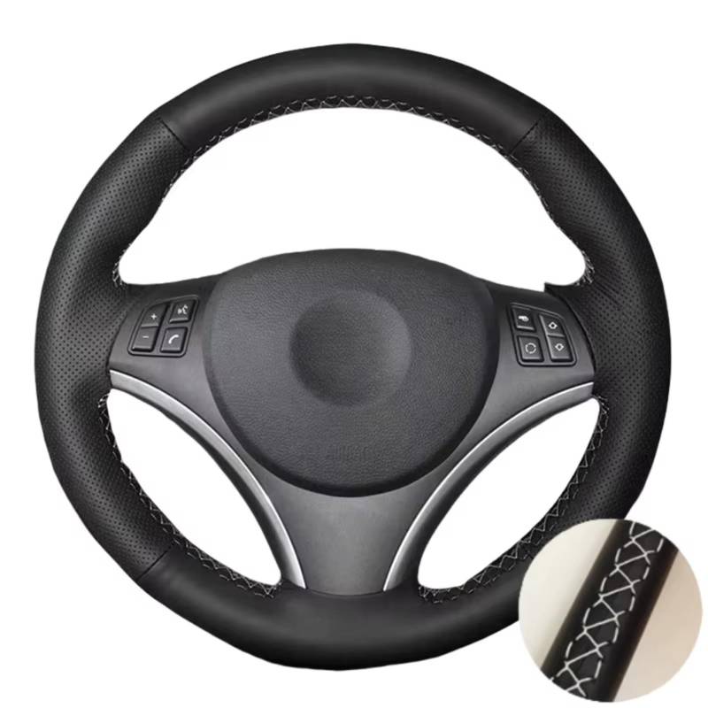 Lenkradbezüge Für E90 320i 325i 330i 335i E87 120i 130i 120d X1 E84 Autolenkrad Perforierte Lederabdeckung Geflecht Am Lenkrad Lenkradschutz(Gray Thread) von Hguvsjd