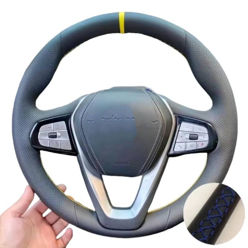 Lenkradbezüge Für G20 G21 G30 G31 G32 X3 G01 X4 G02 X5 G05 X7 G07 Z4 G29 Auto Lenkradabdeckung Lenkradgeflecht Lenkradschutz(Blue Thread) von Hguvsjd