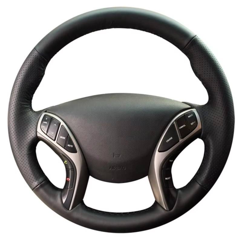 Lenkradbezüge Für Hyundai Für Elantra 2011-2016 Für Avante I30 2012-2016 Handgenähte Autolenkradabdeckung Aus Schwarzem Kunstleder Lenkradschutz(Red Thread) von Hguvsjd