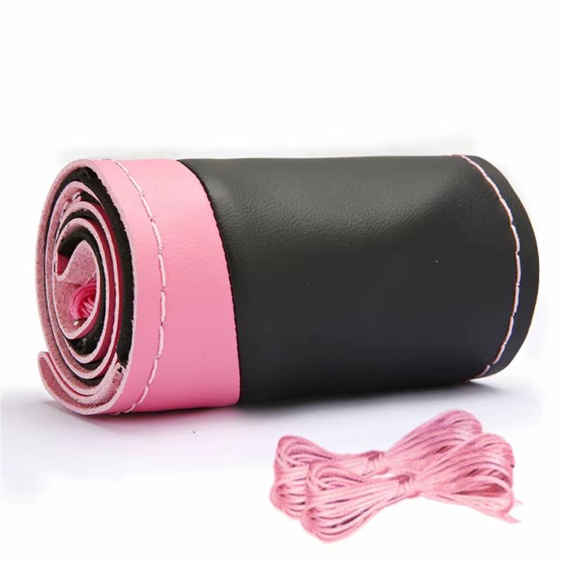 Lenkradbezüge Für Lenkrad 38 cm Kohlefaser-Auto-Lenkradabdeckung Universal Handgenähter Lederschutz-Flechtbezug Lenkradschutz(Pink) von Hguvsjd