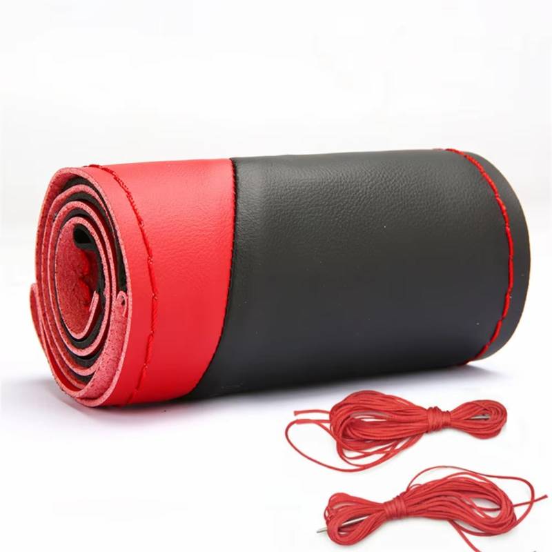 Lenkradbezüge Für Lenkrad 38 cm Kohlefaser-Auto-Lenkradabdeckung Universal Handgenähter Lederschutz-Flechtbezug Lenkradschutz(Red) von Hguvsjd