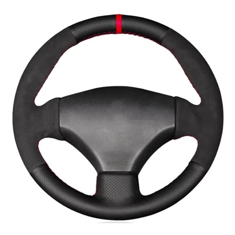 Lenkradbezüge Für Peugeot 206 1998-2005 206 SW 2003-2005 206 CC 2004 2005 Auto-Lenkrad-Geflechtabdeckung Handgenäht Rutschfestes Wildleder Lenkradschutz(Red Thread) von Hguvsjd