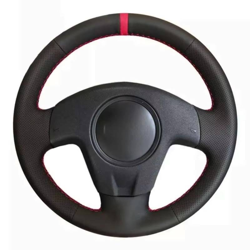 Lenkradbezüge Für Seat Für Ibiza 2004 2005 2006 Autolenkradabdeckung Weiches Handgenähtes Rotes Markierungsschwarzes Kunstleder Lenkradschutz(LIghtt Blue Thread) von Hguvsjd