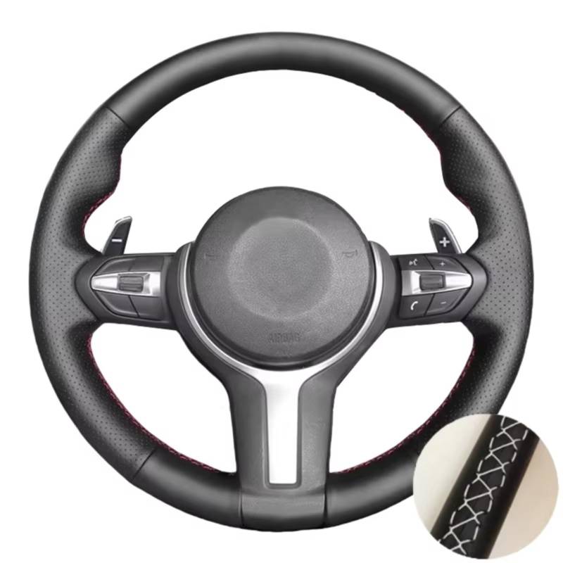 Lenkradbezüge Für Sport F30 F32 F34 F10 F15 F16 F20 F48 F25 F22 F45 M135i M235i Auto Perforierte Mikrofaser Leder Lenkrad Abdeckung Lenkradschutz(Gray Thread) von Hguvsjd