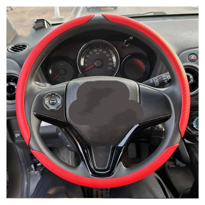 Lenkradbezüge Für VW Auto Runde Lenkrad Abdeckung Für Durchmesser 38cm Runde Lenkrad Auto Kit Zubehör Lenkradschutz(C Red) von Hguvsjd