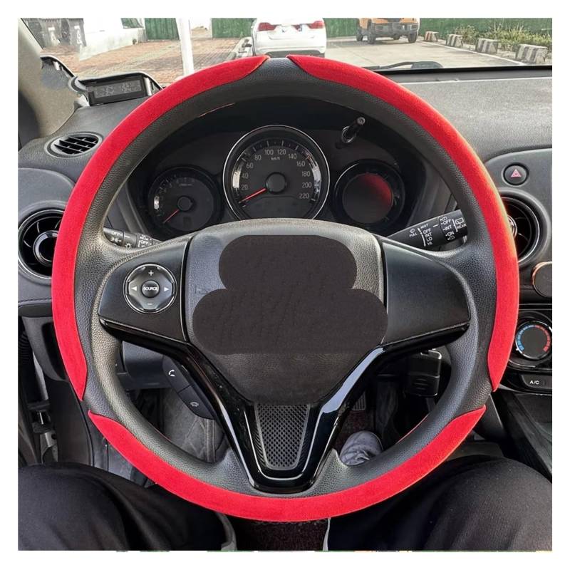 Lenkradbezüge Für Volvo Auto Runde Lenkrad Abdeckung Für Durchmesser 38cm Runde Lenkrad Auto Kit Zubehör Lenkradschutz(D Red) von Hguvsjd