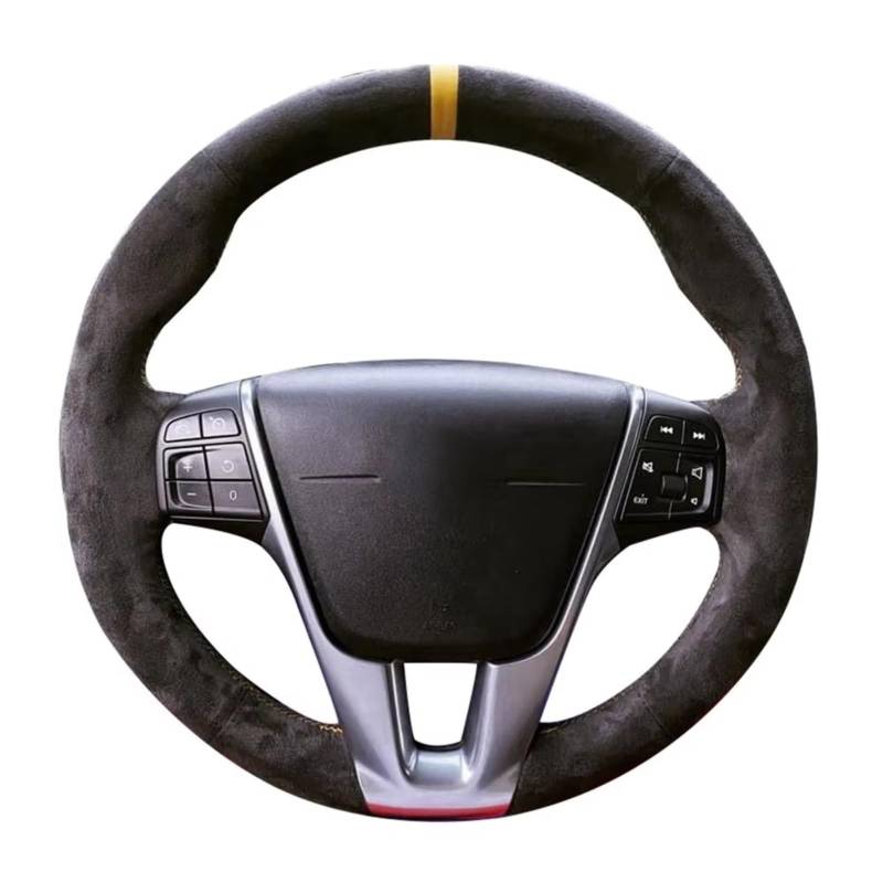 Lenkradbezüge Für Volvo XC60 S60 V40 V60 S40 2011-2017 Geflochtene Auto-Lenkradabdeckung Handgenäht rutschfest Wildleder Autozubehör Lenkradschutz(Red Blue Thread) von Hguvsjd