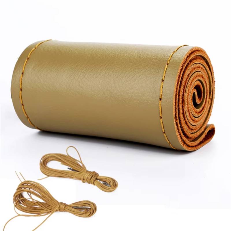 Lenkradbezüge Lenkradbezug Auto Geflecht Auf Dem Lenkrad 38 cm DIY Mikrofaser Lederbezüge Auto Lenkradbezug Lenkradschutz(Beige-Sideline Type) von Hguvsjd
