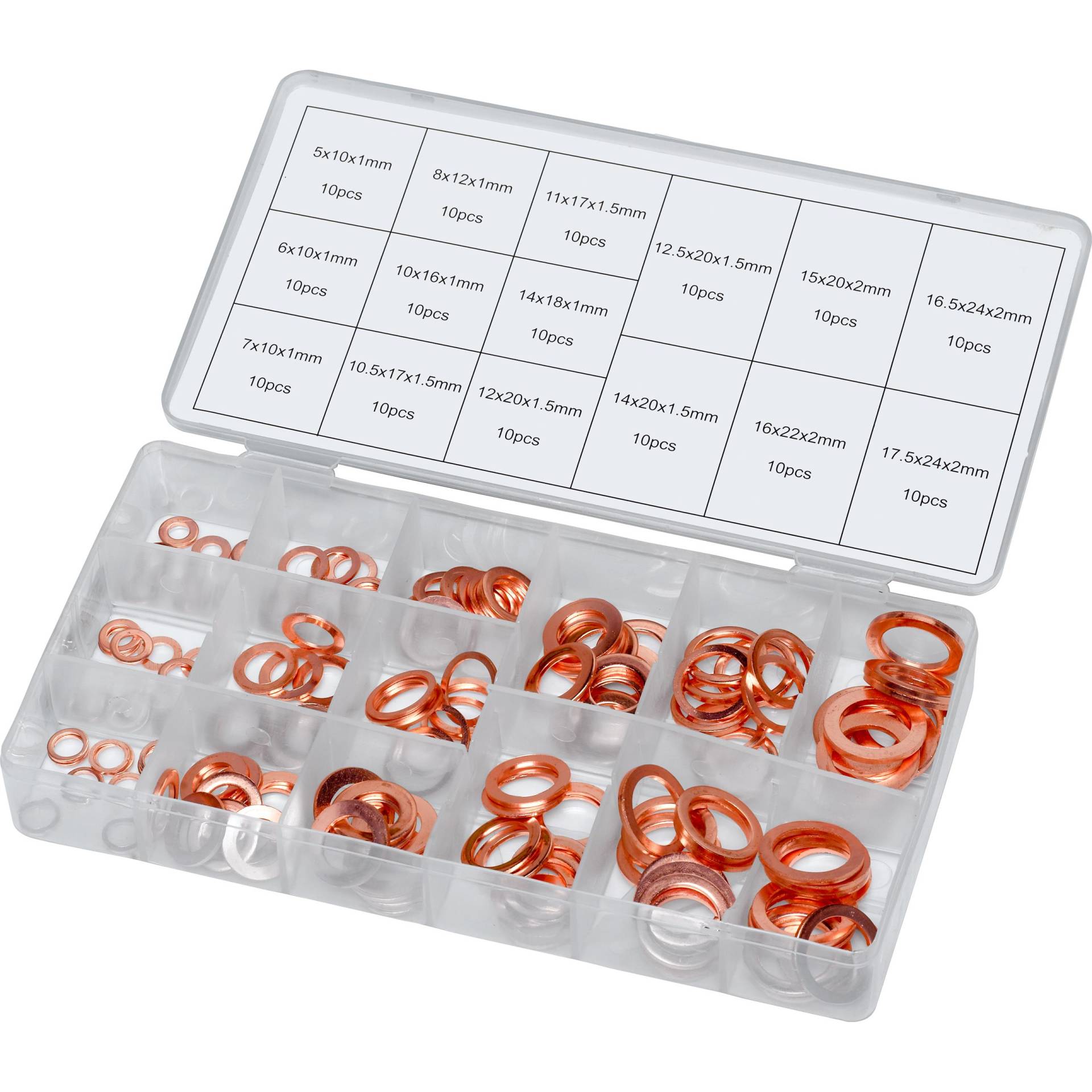 Hi-Q Tools Kupferdichtringset 15 Größen 150-teilig Hi-Q Tools Kupferdichtringset 15 Größen 150-teilig von Hi-Q Tools