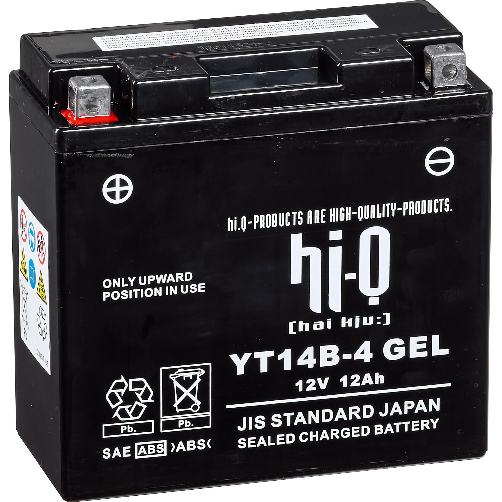 Hi-Q Batterie AGM Gel geschlossen HT14B-4, 12V, 12Ah (YT14B-4) von Hi-Q