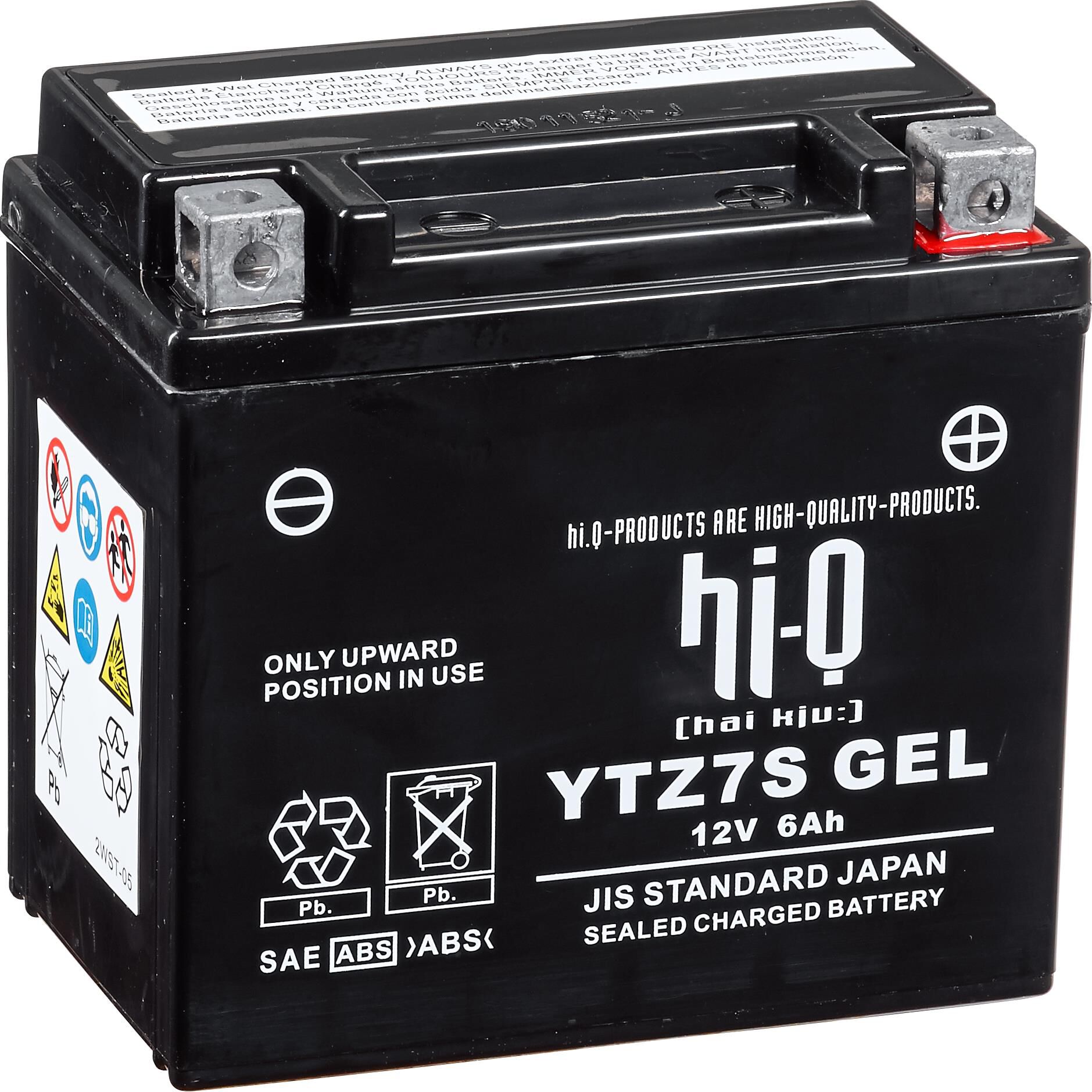Hi-Q Batterie AGM Gel geschlossen HTZ7S, 12V, 6Ah (YTZ6S, YTZ7S) von Hi-Q