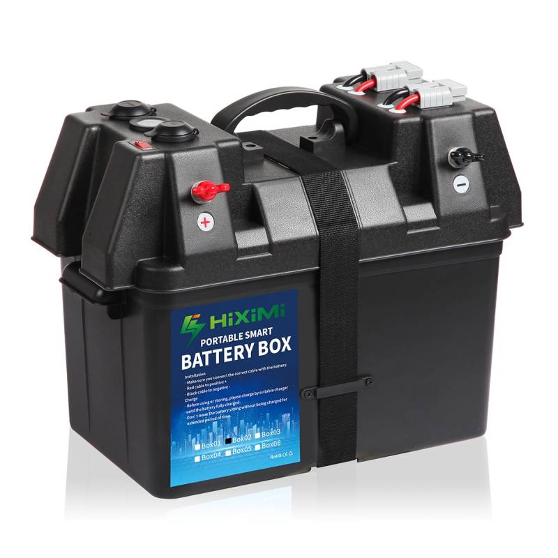 12V Batterie Box Outdoor Batteriebox Portable Multifunktions Tray Cases für Marine Boot RV Camping Reise Blei Säure AGM Lithium LiFePO4 Batterie Kunststoff Boxen (Batterie nicht enthalten) von HiXiMi