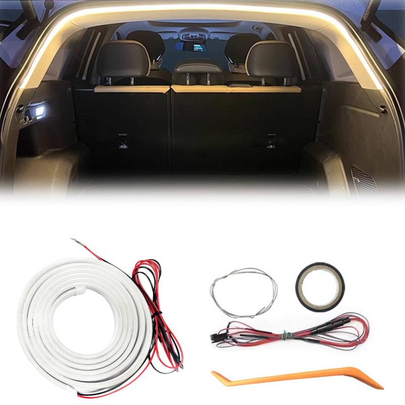 Dynamic Flowing Car Trunk Light Strip – Kofferraum LED Streifen mit Automatischem Sensor, Kofferraum Lichtstreifen für Auto Kofferraum Beleuchtung LED Band und Innenraum Dekoration (Gelb 4M) von Hiborth