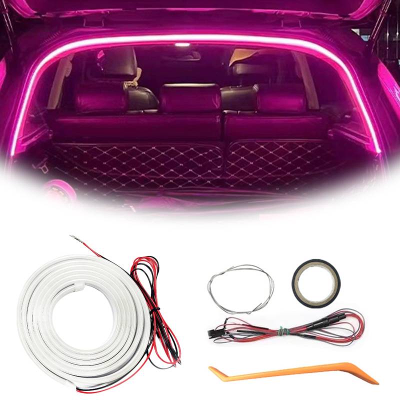 Dynamic Flowing Car Trunk Light Strip – Kofferraum LED Streifen mit Automatischem Sensor, Kofferraum Lichtstreifen für Auto Kofferraum Beleuchtung LED Band und Innenraum Dekoration (Rosa Lila 2M) von Hiborth