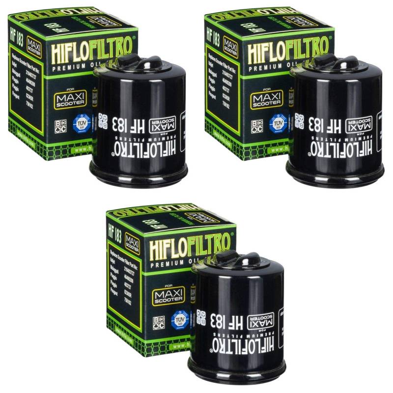 Hiflo 3x Ölfilter GTS 300 i.e. Super 2008-2014 HF183 von HifloFiltro