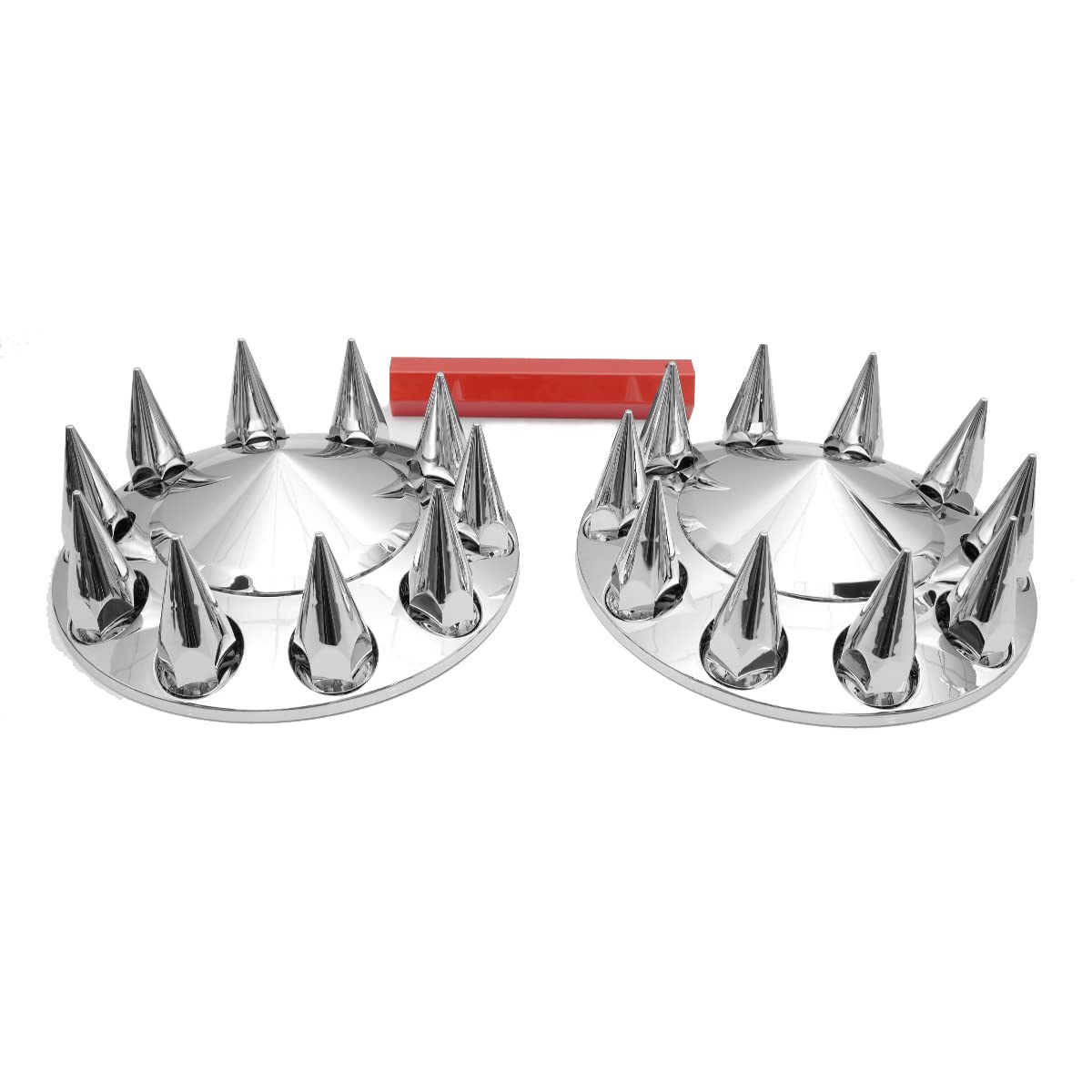 High Soar 33mm Chrom ABS Kunststoff Vorderradabdeckung Anschraubbare Radmutterabdeckungen Komplette Achsenabdeckung (2 Vorderachse) Spiked von High Soar