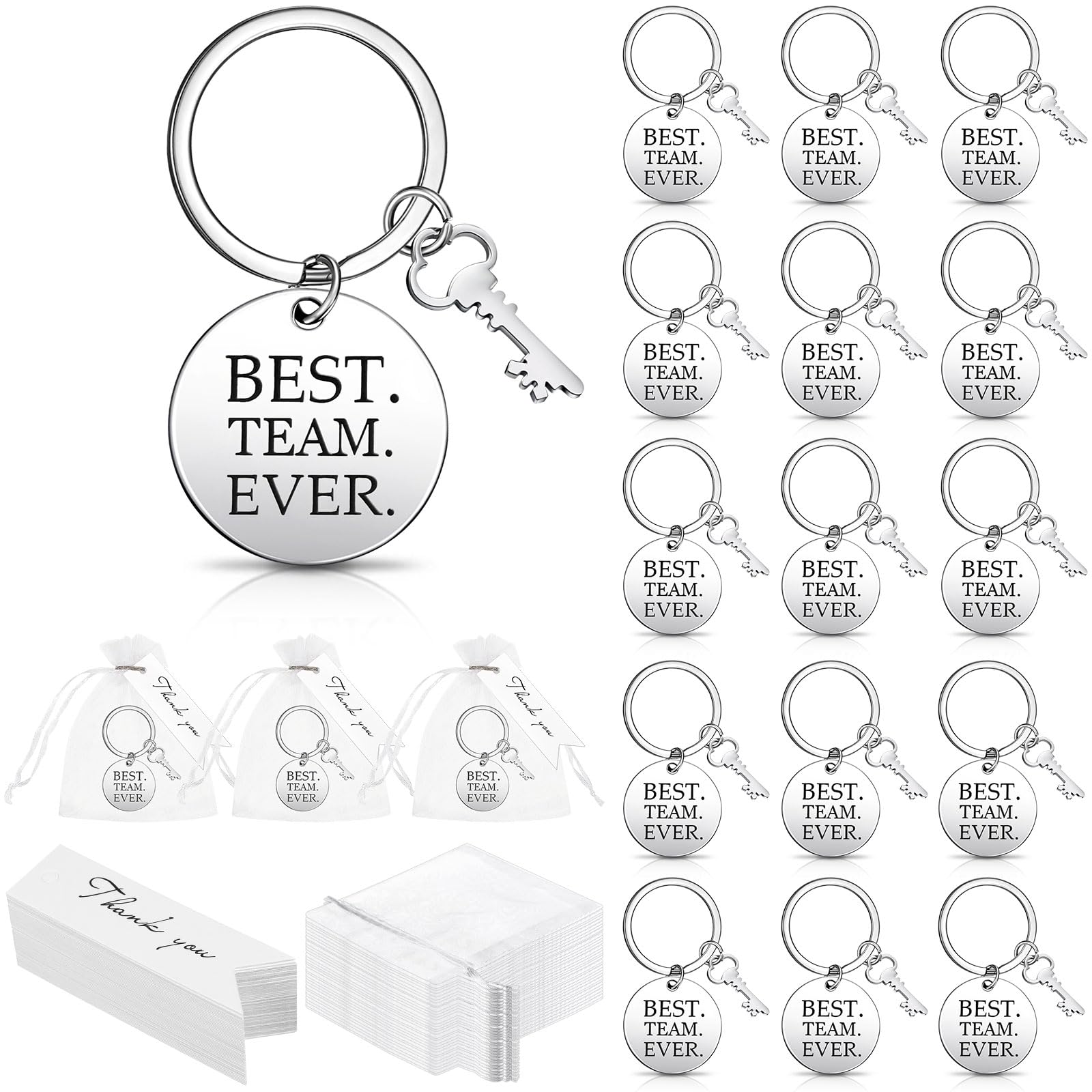 Highergo 110 Stück Schlüsselanhänger für Mitarbeiter, Wertschätzung, Großpackung enthält 30 Best Team Ever Schlüsselanhänger für Mitarbeiter, Kollegen mit 50 Dankeschön-Geschenkanhängern, 30 weiße Highergo 110 Stück Schlüsselanhänger für Mitarbeiter, Wertschätzung, Großpackung enthält 30 Best Team Ever Schlüsselanhänger für Mitarbeiter, Kollegen mit 50 Dankeschön-Geschenkanhängern, 30 weiße von Highergo