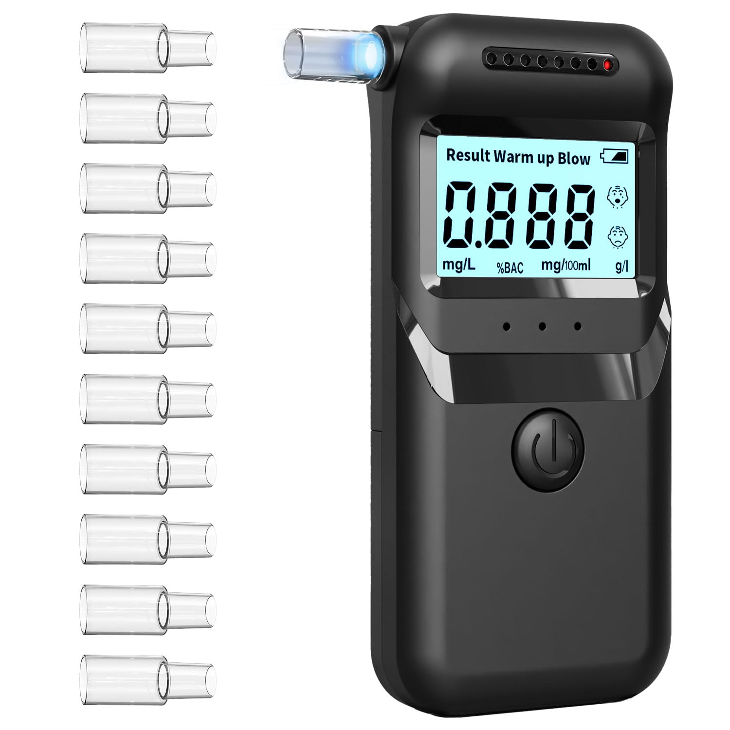 Alkoholtester Polizeigenau, Hochpräziser Promillemessgerät mit Digitalem Farbigem LCD-Anzeige, Professioneller Alkoholmessgerät mit 10 Mundstücken für den Einsatz zu Hause oder auf Partys Alkoholtester Polizeigenau, Hochpräziser Promillemessgerät mit Digitalem Farbigem LCD-Anzeige, Professioneller Alkoholmessgerät mit 10 Mundstücken für den Einsatz zu Hause oder auf Partys von Highspirit
