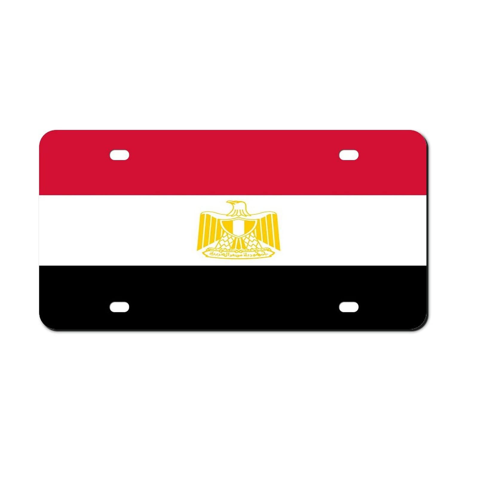 Higoss Kennzeichenrahmen, Motiv: Ägypten-Flagge, Nummernschilderrahmen, vorne, Aluminium, Metall, Nummernschild, dekorativ, 15,2 x 30,5 cm von Higoss
