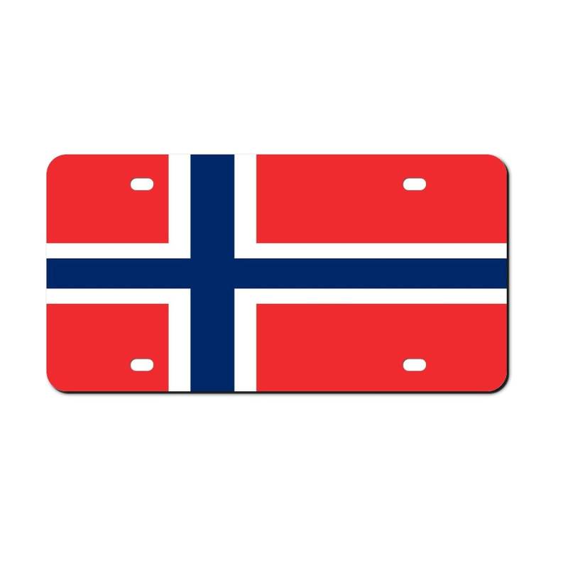 Higoss Nummernschild Norwegen Flagge Nummernschild Rahmen, Front Aluminium Metall Nummernschild Auto Auto Tag, Dekorative Neuheit Nummernschild Abdeckung Rahmen 15,2 x 30,5 cm von Higoss