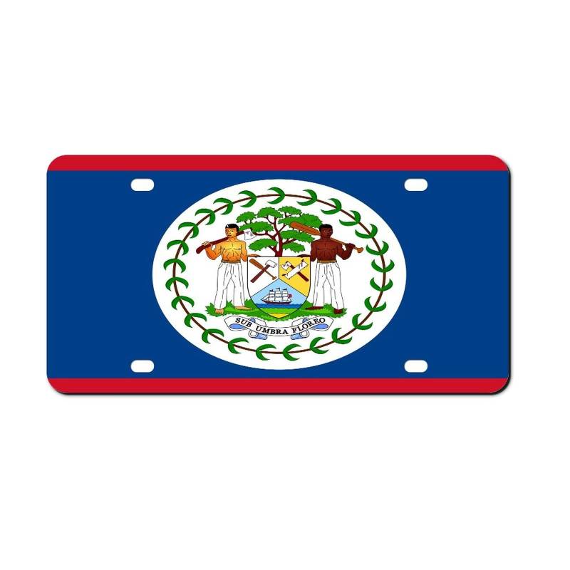 Higoss Nummernschild Belize Flagge Nummernschild Rahmen, Front Aluminium Metall Nummernschild Auto Auto Tag, Dekorative Neuheit Nummernschild Abdeckung Rahmen 15,2 x 30,5 cm von Higoss