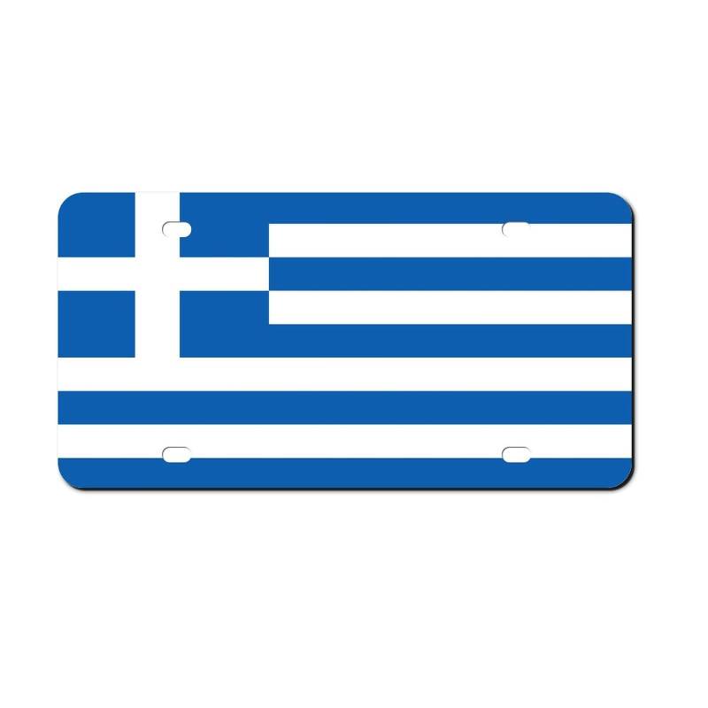 Higoss Nummernschild Griechenland Flagge Nummernschild Rahmen Vorne Aluminium Metall Kennzeichen Auto Tag Dekorative Neuheit Nummernschild Abdeckung Rahmen 15,2 x 30,5 cm von HIGOSS