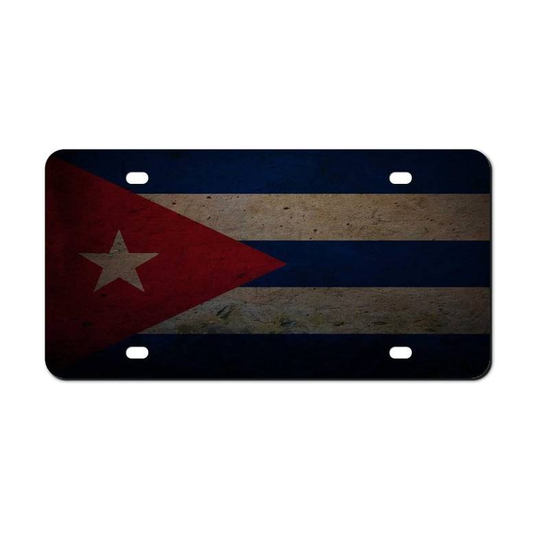 Higoss Nummernschild Kuba Flagge Nummernschild Rahmen Vorne Aluminium Metall Kennzeichen Auto Tag Dekorative Neuheit Nummernschild Abdeckung Rahmen 15,2 x 30,5 cm von HIGOSS