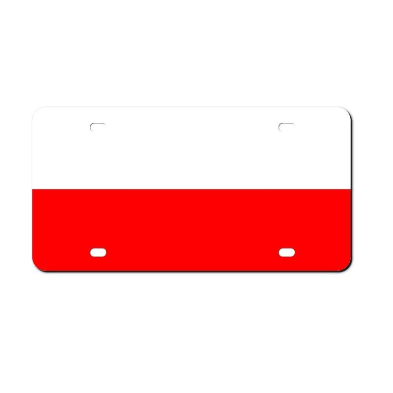 Higoss Nummernschild Polen Flagge Kennzeichenrahmen vorne Aluminium Metall Nummernschild Autoanhänger Dekorative Neuheit Nummernschild Abdeckung Rahmen 15,2 x 30,5 cm von Higoss