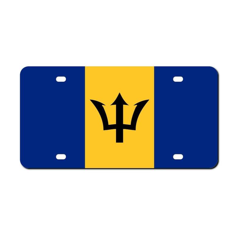 Higoss Nummernschild-Rahmen mit Barbados-Flagge, Nummernschild-Rahmen, Aluminium-Metall, Nummernschild-Autoanhänger, dekorativer Nummernschild-Abdeckrahmen 15,2 x 30,5 cm von HIGOSS