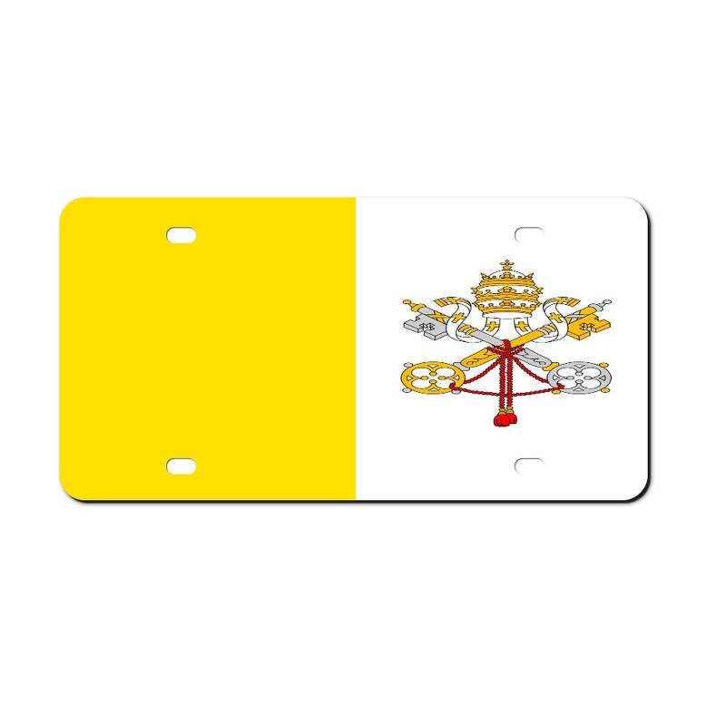 Higoss Nummernschild-Rahmen mit Vatikan-Flagge, Nummernschild-Rahmen, Aluminium-Metall-Nummernschild, Auto-Anhänger, dekorativer Nummernschild-Abdeckrahmen 15,2 x 30,5 cm von HIGOSS