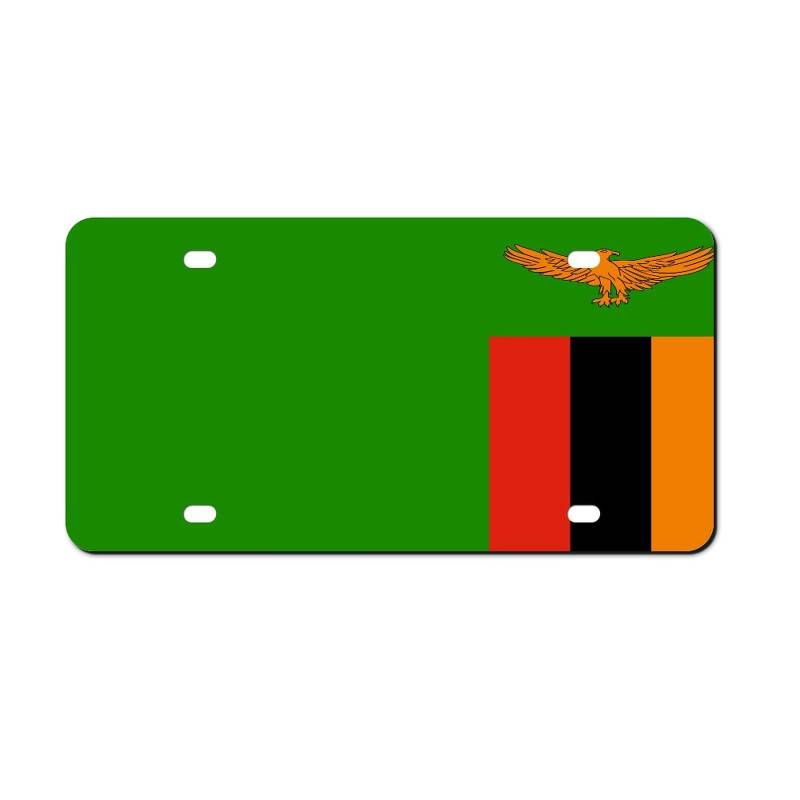 Higoss Nummernschild Sambia Flagge Kennzeichenrahmen vorne Aluminium Metall Nummernschild Auto Auto Tag Dekorative Neuheit Nummernschild Abdeckung Rahmen 15,2 x 30,5 cm von HIGOSS