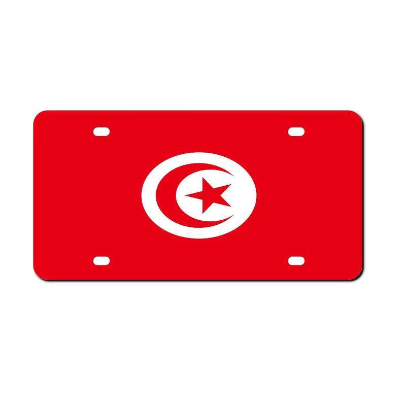 Higoss Nummernschild Tunesien Flagge Kennzeichenrahmen vorne Aluminium Metall Nummernschild Autoanhänger Dekorative Neuheit Nummernschild Abdeckung Rahmen 15,2 x 30,5 cm von Higoss
