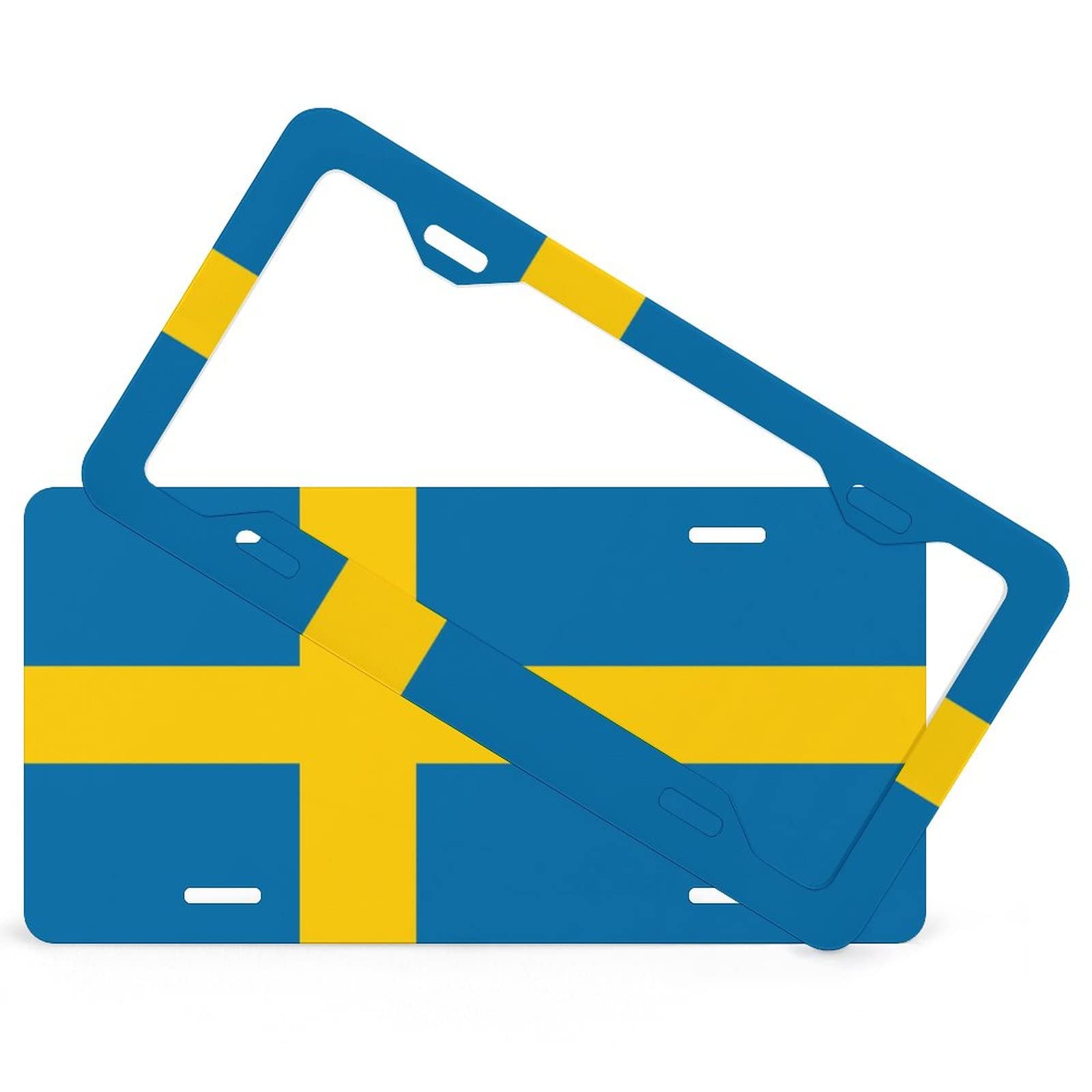 Kennzeichen- & Rahmen-Set Schweden Flagge Kennzeichenrahmen 2er Set, vorne & hinten Kennzeichenhalter mit Befestigungssatz, rostfrei & wetterfest, Made in USA Kennzeichen- & Rahmen-Set Schweden Flagge Kennzeichenrahmen 2er Set, vorne & hinten Kennzeichenhalter mit Befestigungssatz, rostfrei & wetterfest, Made in USA von Higoss
