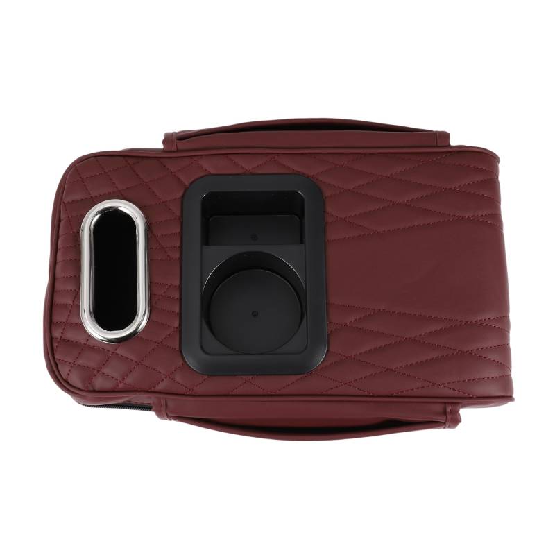 Hihaha Auto Mittelkonsole Abdeckung Auto Armlehnen Abdeckung Multifunktional 34x19x8cm / 13.39"x7.48"x3.15" Dunkelrot Nappa Leder von Hihaha