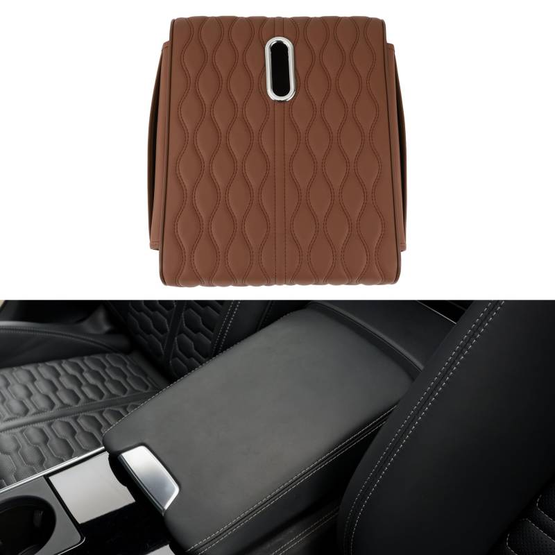Hihaha Auto Mittelkonsole Abdeckung Auto Armlehnenabdeckung Multifunktional 14.17"x11.02"x2.56" Braun Leder, Memory-Schaum von Hihaha
