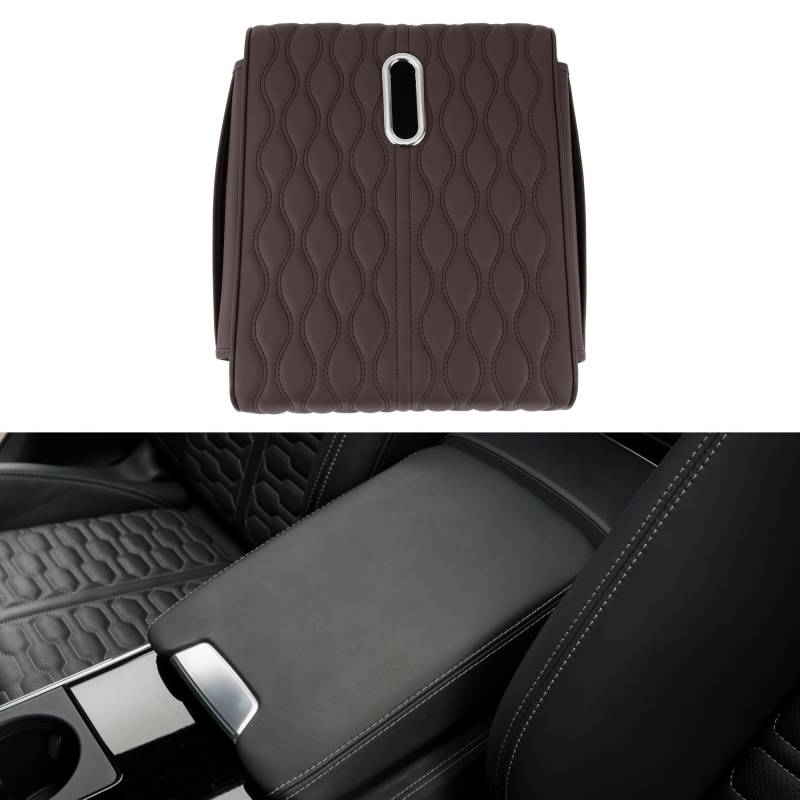 Hihaha Auto Mittelkonsole Abdeckung Auto Armlehnenabdeckung Multifunktional 14.17"x11.02"x2.56" Dunkelbraunes Leder, Memory-Schaum von Hihaha