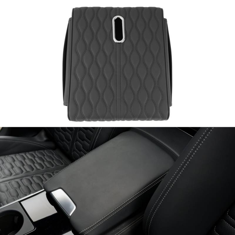 Hihaha Auto Mittelkonsole Abdeckung Auto Armlehnenabdeckung Multifunktional 14.17"x11.02"x2.56" Grau Leder, Memory Foam von Hihaha