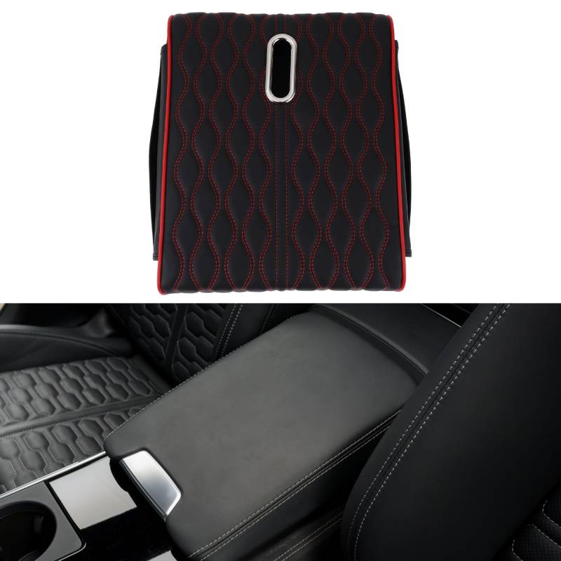 Hihaha Auto Mittelkonsole Abdeckung Auto Armlehnenabdeckung Multifunktional 14.17"x11.02"x2.56" Schwarz Leder, Memory Foam von Hihaha